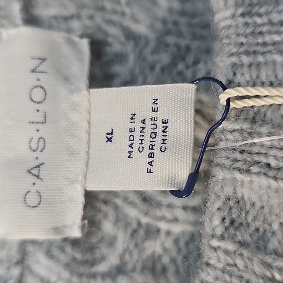 NWT Caslon Stripe Crewneck Lightweight Sweater. Heather Gray/Ivory L - Picture 8 of 11